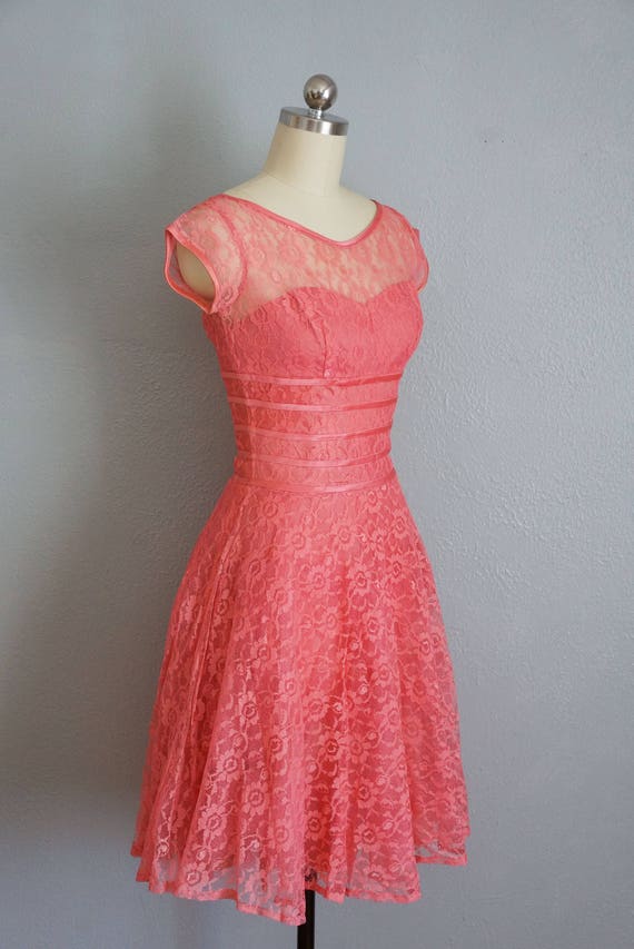 1950s Thinking of You pink lace dress | vintage 5… - image 4