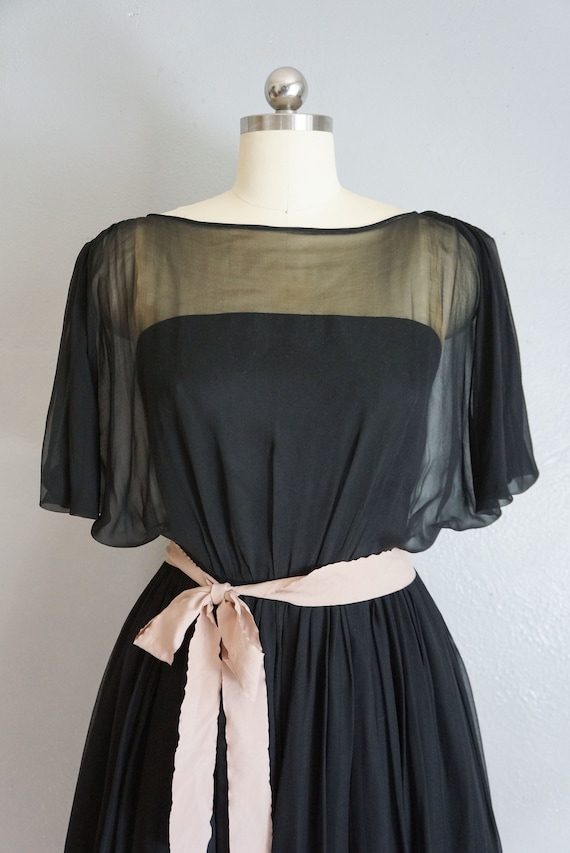 1950s Claudia black silk chiffon dress | vintage … - image 3