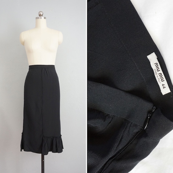 Vintage Miu Miu black silk skirt | vintage Miu Miu