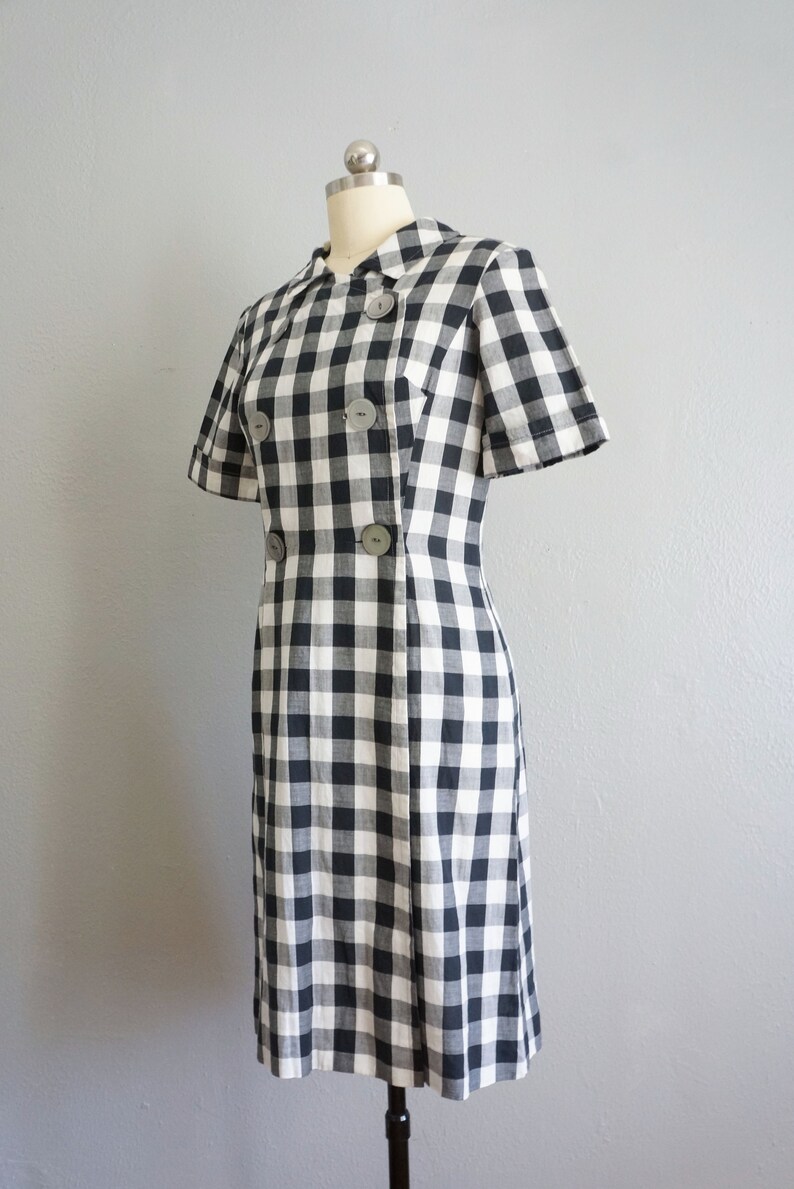 1950s Market Days cotton gingham dress vintage 50s handmade plaid dress 50s cotton sundress