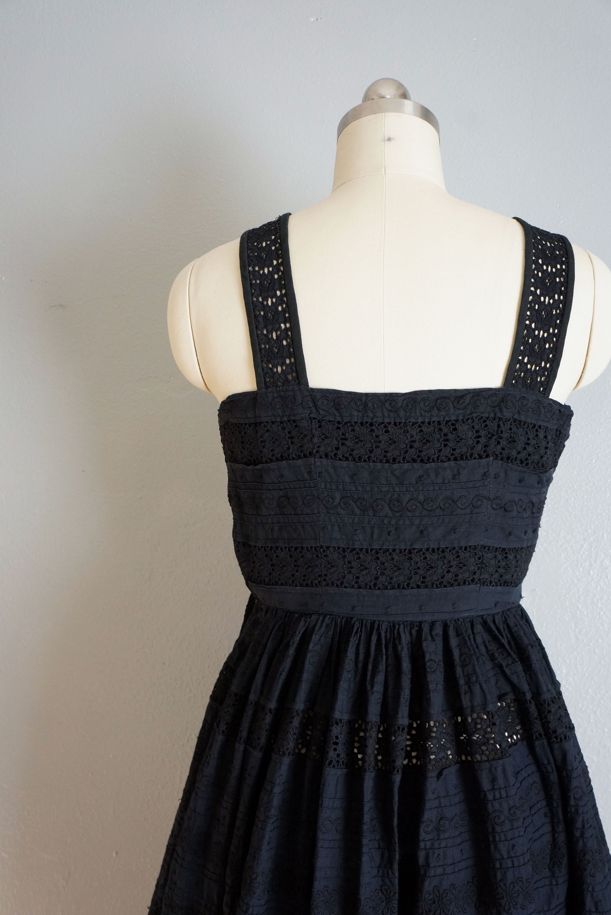 1950s Rosalind Eyelet Cotton Dress Vintage 50s Black Cotton - Etsy