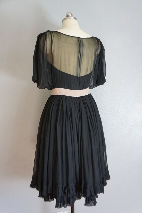 1950s Claudia black silk chiffon dress | vintage … - image 5