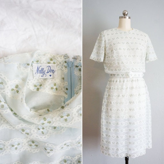 1960s Nelly blue lace dress | vintage 60s full lac