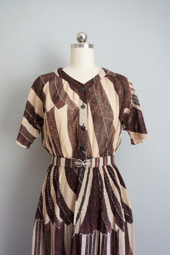 1950s Coffee Cafe geometric print dress | vintage… - image 3