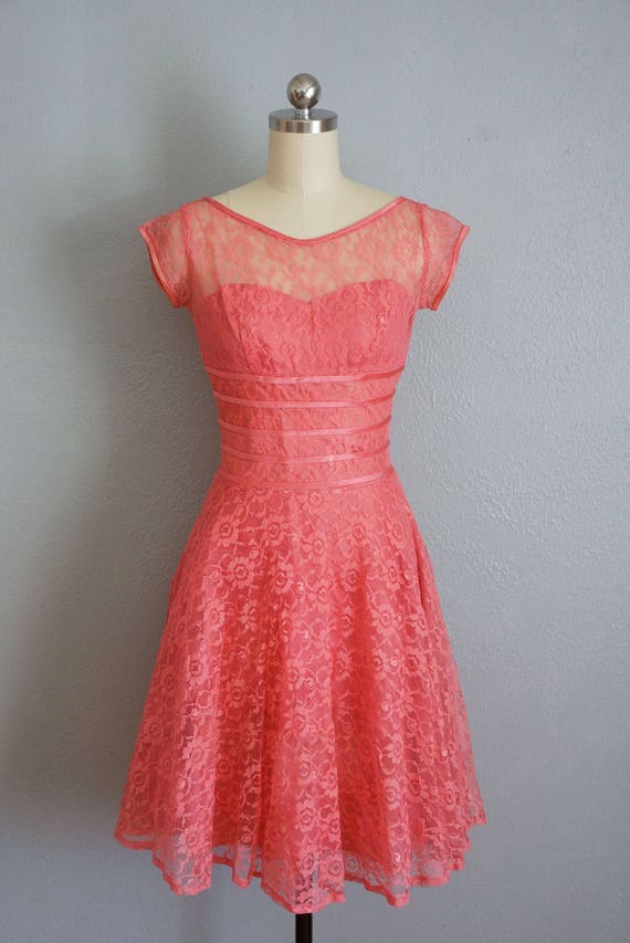 1950s Thinking of You pink lace dress | vintage 5… - image 2