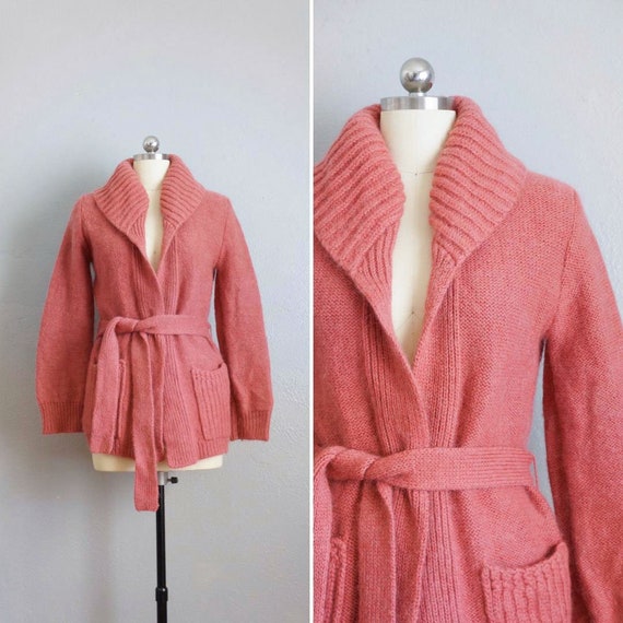 1970s Rose Blush cardigan sweater | vintage 70s pi