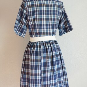1950s Brentwood cotton day dress vitnage 50s plaid cotton dress 50s full skirt dress 50s blue plaid dress vintage full skirt dress image 6