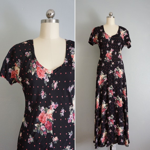 1990s Bundles of Blooms rayon Starina floral dress