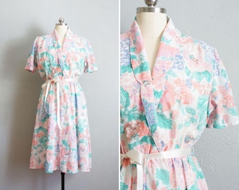 1980s Fleurs de Chalet sun dress / vintage 80s fit and flare dress / vintage 80s does 50s dress / vintage 50s style floral day dress
