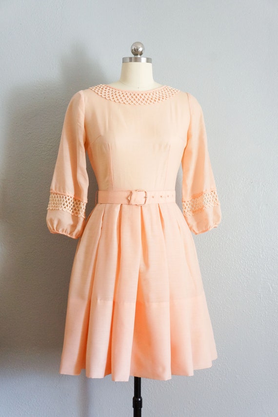 1950s Blushing Peach day dress | vintage 50s pink… - image 2