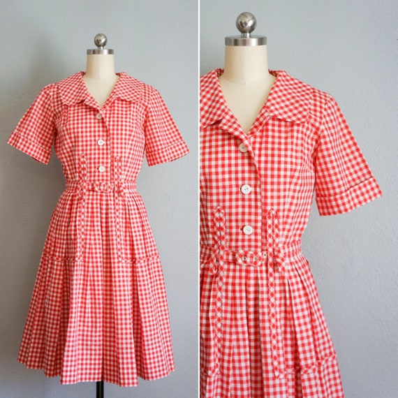 1950s Lunching Lakeside gingham cotton dress | vin