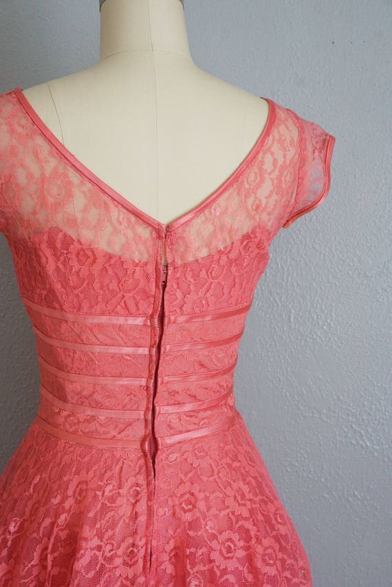 1950s Thinking of You pink lace dress | vintage 5… - image 6
