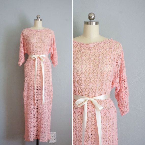 1930s Secret Keeper crochet pink dress | vintage … - image 1