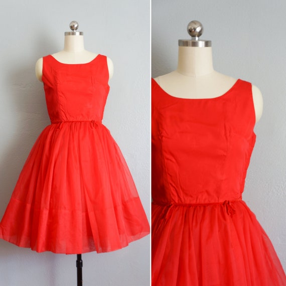 1950s Holiday Cheer red fit and flare dress | vint