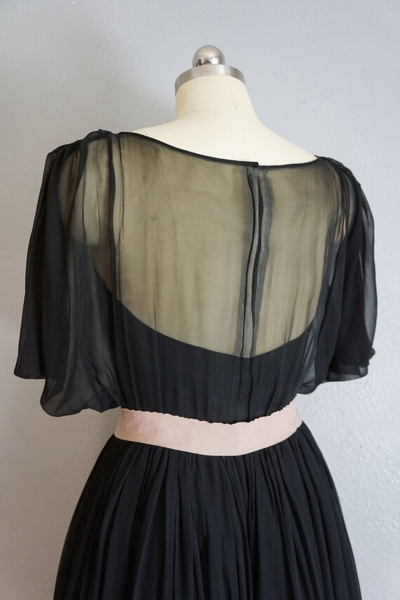 1950s Claudia black silk chiffon dress | vintage … - image 6