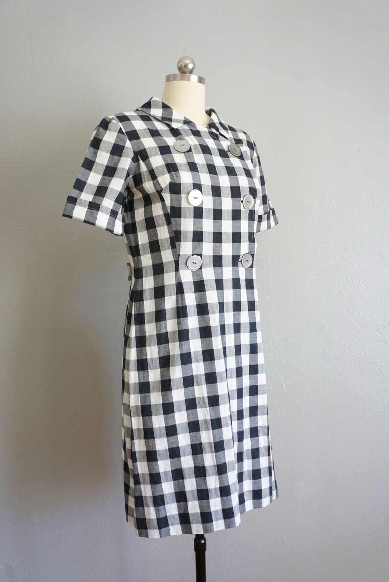 1950s Market Days cotton gingham dress vintage 50s handmade plaid dress 50s cotton sundress