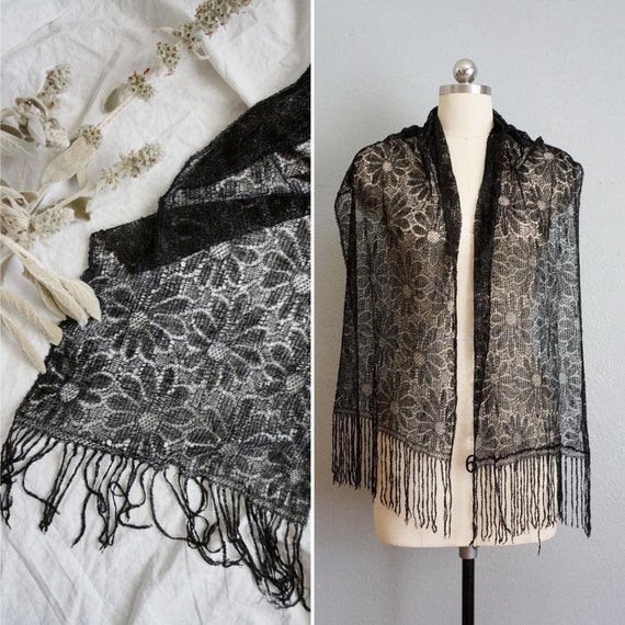 edwardian Falling Blooms crochet scarf | antique 1