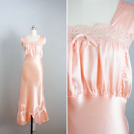 1940s Front Porch Songs pink rayon gown | vintage… - image 1
