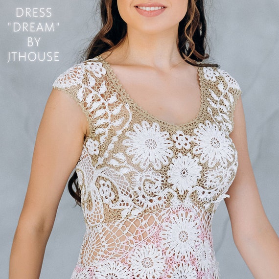 white christmas dresses Ivory/Multi Crochet Top Maxi Dress main image 0