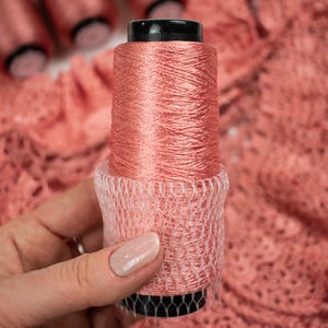 Light Pink Salmon Viscose Yarn – 100g Cone | 100% Italian Viscose | Soft, Silky Yarn for Crochet Dresses, Tops & Lace Projects | Color 58530