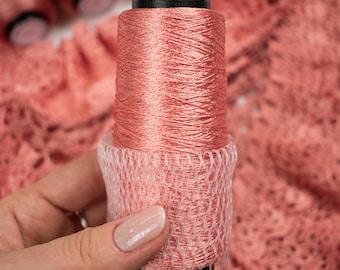 Light Pink Salmon Viscose Yarn – 100g Cone | 100% Italian Viscose | Soft, Silky Yarn for Crochet Dresses, Tops & Lace Projects | Color 58530
