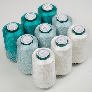 Häkelgarn, italienische Viscose, Seidengarn. 900 gramm Kit. 100 Gramm Zapfen. Hergestellt in Italien, weiches Häkelgarn, hohe Qualität. 100% Viskose.