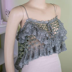 Joy Verde Crochet Summer Top – Handmade Oversized Green Silk Viscose Blouse – Unique One-of-a-Kind Lace Design | S/M/L | Ready to Ship