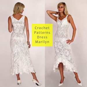 Crochet dress pattern. Crochet video tutorials about dress. Lady&#39;s Lace Dress Crochet Pattern. Handmade dress pdf. Dress digital patterns.