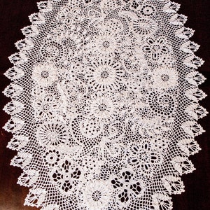 Irish Lace Tablecloth Crochet Pattern &#39;Lira&#39; | Digital Course + Video Tutorial | Oval Heirloom Lace DIY | Beginner-Friendly PDF & Diagrams