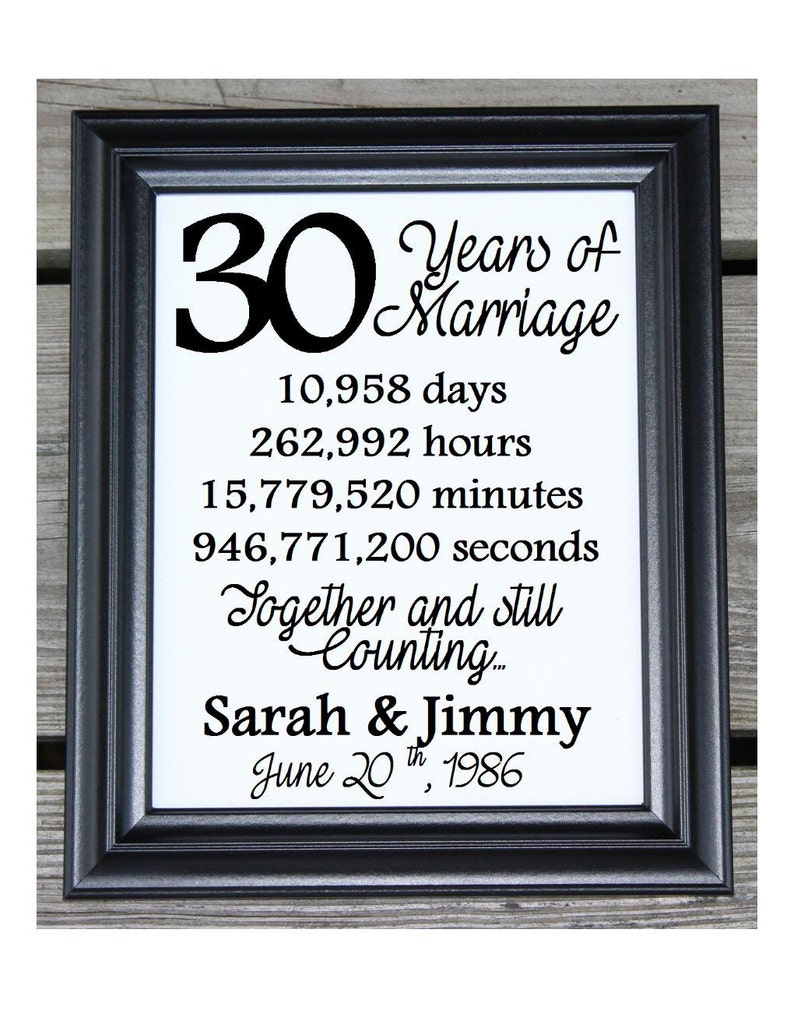30th Wedding Anniversary Cotton Print 30th Wedding Gift 30 Etsy