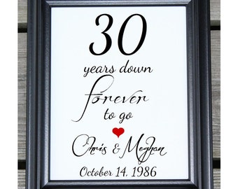 30 Years of Marriage | 30 Years Down | 30 Year Anniversary | 30th Wedding Anniversary | 30th Anniversary Gift  Her Him | Husband Wife Gift