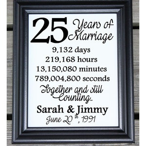 25th Wedding Anniversary Cotton Print 25th Wedding Gift 25 Years Together 25 Years of Marriage 25th Anniversary Gift for Wife Her image 1
