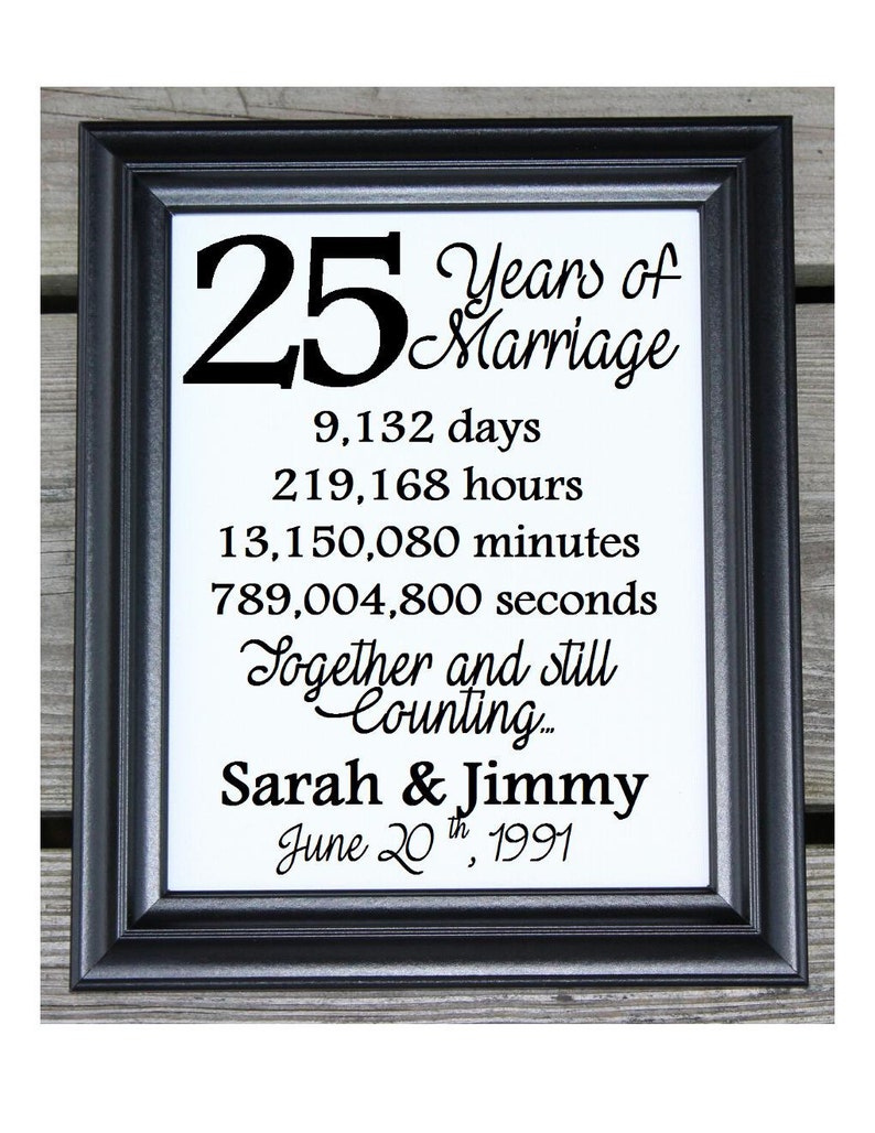 25th Wedding Anniversary Cotton Print 25th Wedding Gift 25 Years Together 25 Years of Marriage 25th Anniversary Gift for Wife Her image 1