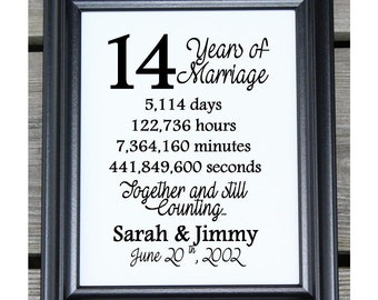 14th Wedding Anniversary Cotton Print | 14th Wedding Gift | 14 Years Together | 14 Years of Marriage | 14th Anniversary | Gift for Wife Her