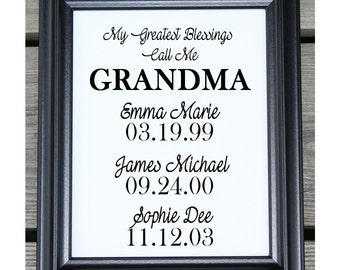 Christmas Gift for Grandma | My greatest Blessings Call Me Grandma | Personalized Gift for Grandma | Coton Canvas Print | Gift for Grandma