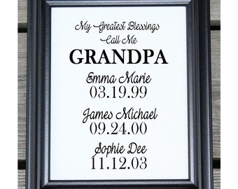 Christmas Gift for Grandpa | Fathers day | My greatest Blessings Call Me | Personalized Gift for Grandpa | Coton Print Gift for Dad Grandpa
