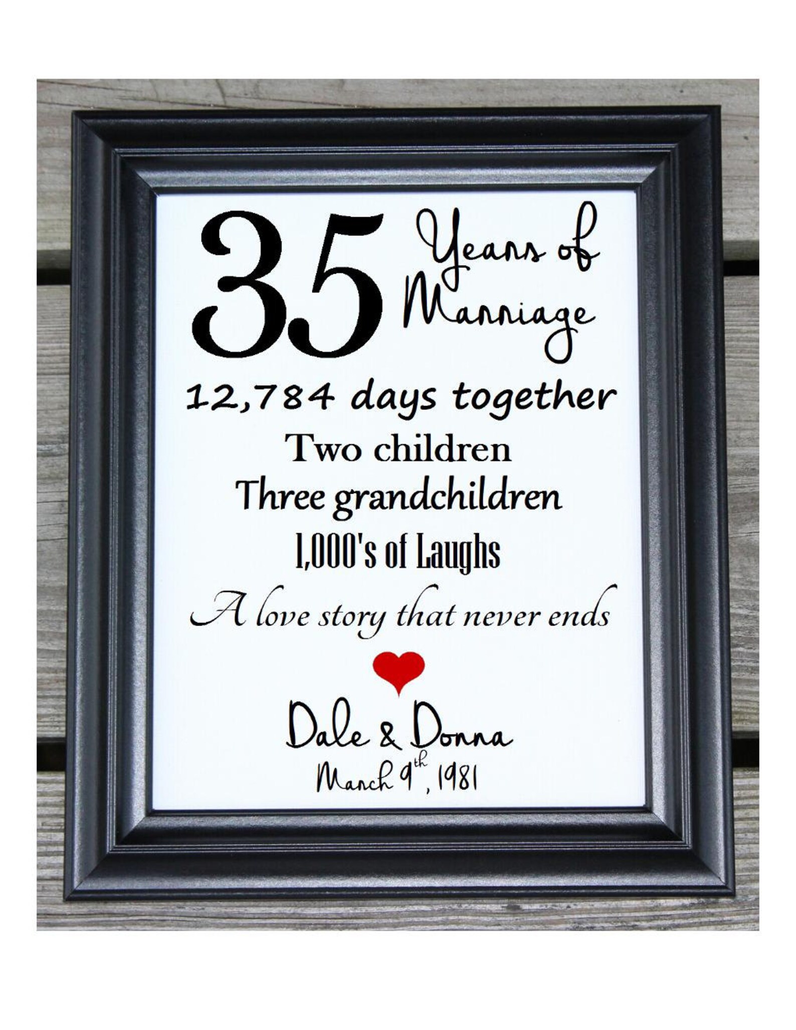 35th Anniversary Cotton Print 35th Wedding Gift 35 Years Etsy