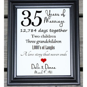 35th Anniversary Cotton Print | 35th Wedding Gift | 35 Years Together | 35 Years of Marriage | Thirty-Five Years Together | 35th Anniversary