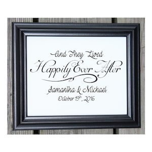 And They Lived Happily Ever After Wedding Gift Personalized Wedding Gift Ideas Wedding Decor Anniversary Gifts Couples Gift image 1