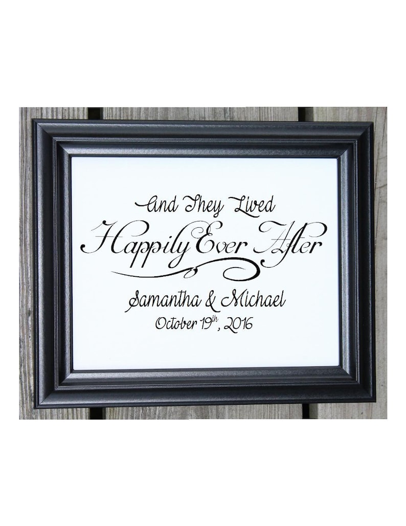 And They Lived Happily Ever After Wedding Gift Personalized Wedding Gift Ideas Wedding Decor Anniversary Gifts Couples Gift image 1