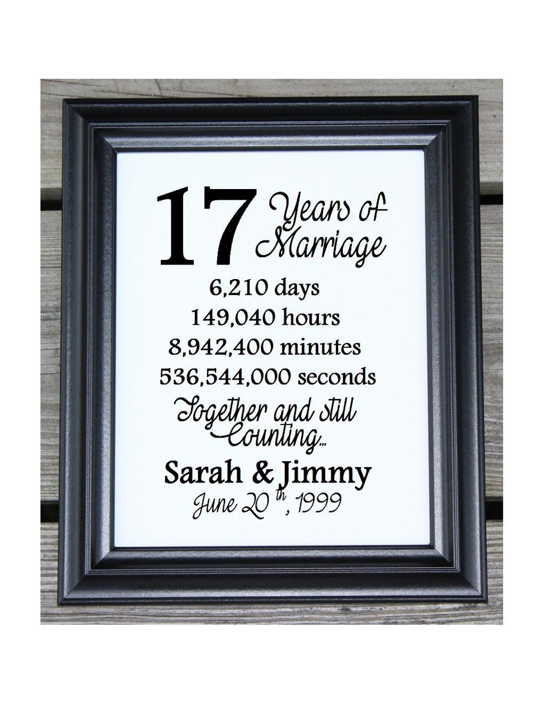 17th Wedding Anniversary Cotton Print 17th Wedding Gift 17 Years