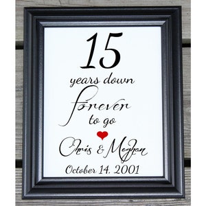 15 Years of Marriage | 15 Years Down | 15 Year Anniversary | 15th Wedding Anniversary | 15th Anniversary Gift  Her Him | Husband Wife Gift
