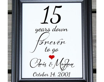 15 Years of Marriage | 15 Years Down | 15 Year Anniversary | 15th Wedding Anniversary | 15th Anniversary Gift  Her Him | Husband Wife Gift