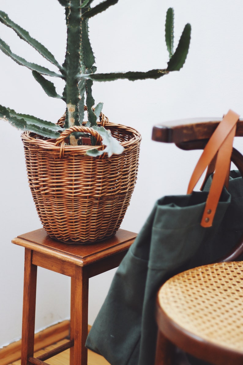 Vintage Straw Basket for Plants Etsy
