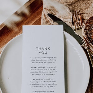 Minimalist Wedding Thank You Card Template: Modern Napkin Note (Digital Download)