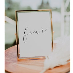 SIMPLE CALLIGRAPHY Printable Table Number, minimalist Table Number, Wedding Table Numbers, Wedding Table Cards, Number Cards, centerpiece