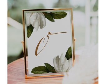 WHITE MAGNOLIA Instant Printable Table Number, Table Number, garden Wedding Table Numbers, Wedding Table Cards, botanical Number Cards