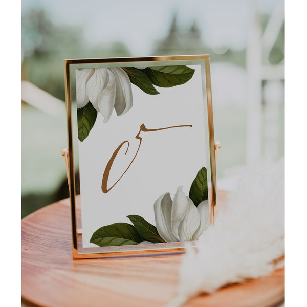 WHITE MAGNOLIA Instant Printable Table Number, Table Number, garden Wedding Table Numbers, Wedding Table Cards, botanical Number Cards