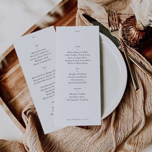 Minimal Wedding Menu Template, Minimalist Wedding Menu, Modern Wedding Menu, Let&#39;s Eat Menu, Templett Wedding Menu, Editable Menu, EM