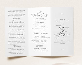 Greek Orthodox Tri-fold Wedding Program, Traditional Greek Wedding Program, Orthodox Wedding Program, Printable Template